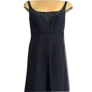 NWT Gown Mori Lee Navy Blue Sleeveless LONG Beaded Bridesmaid Prom Dress 7/8